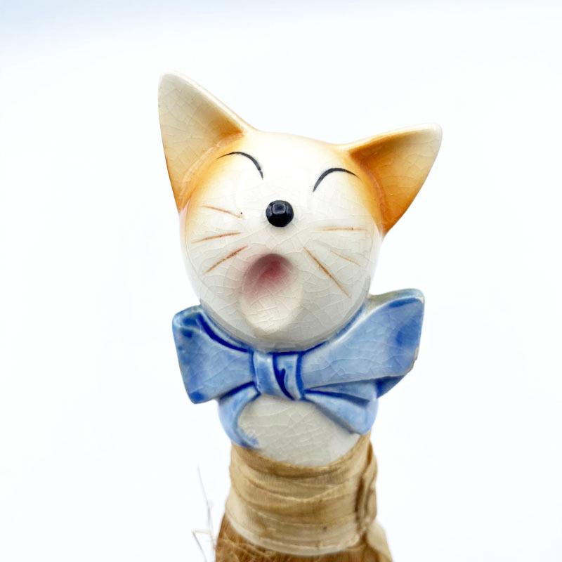 <珍品>ヴィンテージ　猫型ハーフドールブラシミニほうき　1930年代頃　日本製の画像