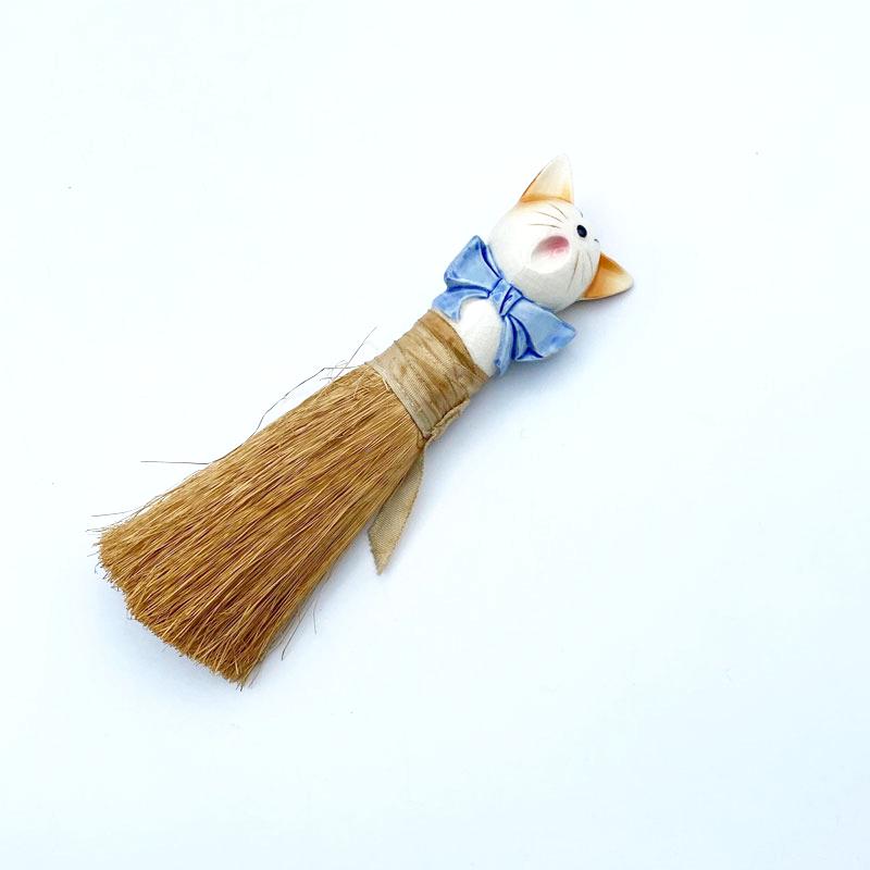 <珍品>ヴィンテージ　猫型ハーフドールブラシミニほうき　1930年代頃　日本製の画像