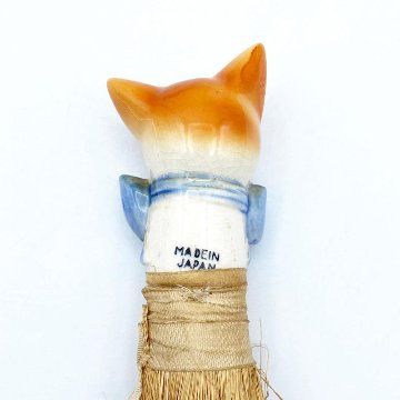 <珍品>ヴィンテージ　猫型ハーフドールブラシミニほうき　1930年代頃　日本製の画像
