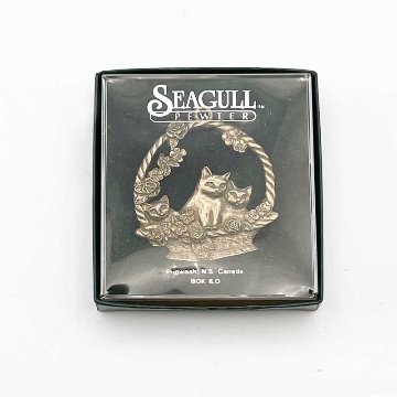 Seagull Pewter 3匹のかごに入った猫のオーナメント 1987年の画像