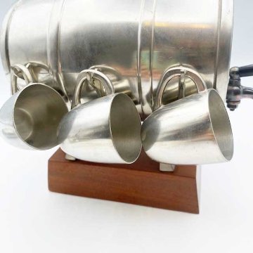 BM Norway ピューター製　猫型コルクキャップのついたミニ樽 デキャンタ 6カップ付 <レア>の画像