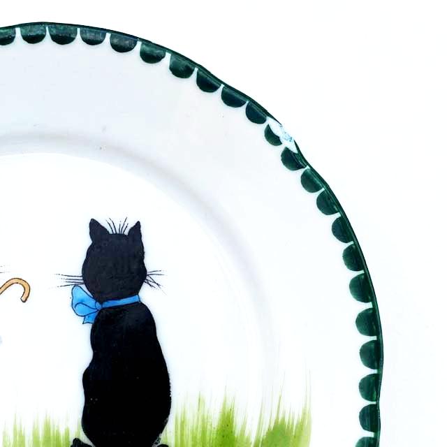 <レア>黒猫の絵柄のアンティーク　ミニ トリオティーカップセット　ルイス・ウェイン インスパイア品の画像