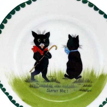 <レア>黒猫の絵柄のアンティーク　ミニ トリオティーカップセット　ルイス・ウェイン インスパイア品の画像