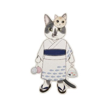 猫型 ダイカットグリッターメッセージカード レオ店長の画像