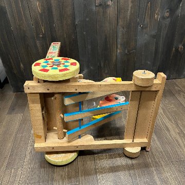 昭和レトロ 子供用 木製 手押し車 猫柄　折り畳みの画像