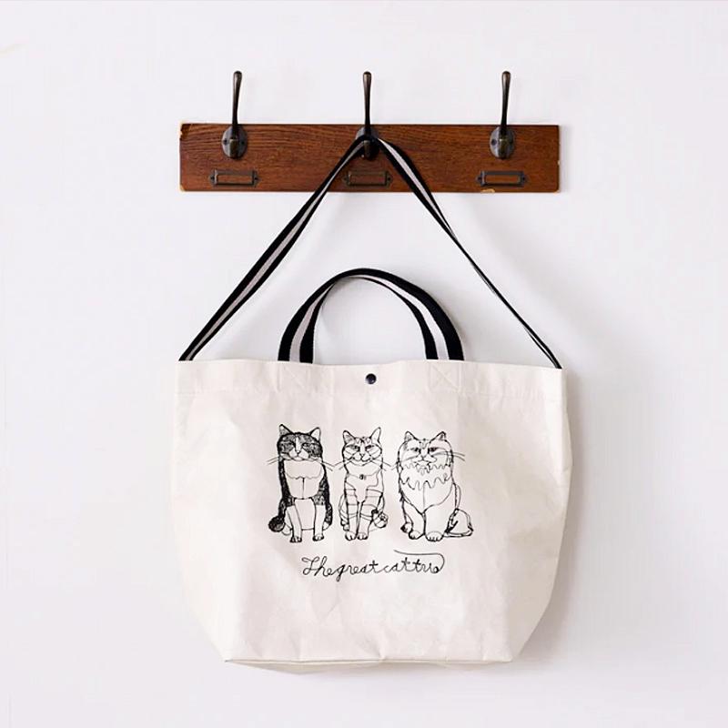 ＋HAyU 2Way タイベックバッグ キャットトリオ 小川学 ワイヤーアート　の画像