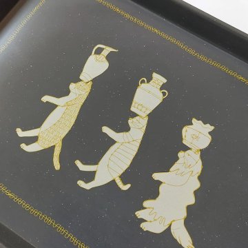＋HAyU ハユ 小川学 メラミン トレー トレイ 猫柄 猫と犬柄　の画像