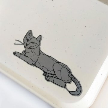 ＋HAyU ハユ 小川学 メラミン トレー トレイ 猫柄 猫と犬柄　の画像
