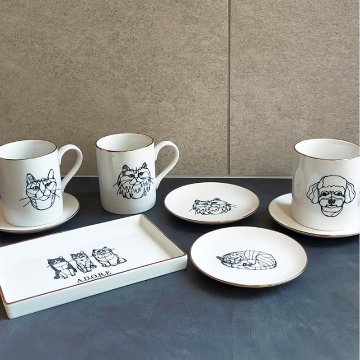 ＋HAyU 猫柄 美濃焼 小皿 Mino Ware Collection 日本製 小川学 ワイヤーアートの画像