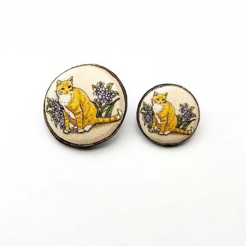 Yanaka Red House Button Galleryオリジナル猫のボタン2個セット　猫のルルとスミレ　の画像