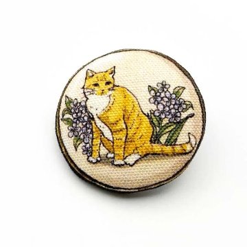 Yanaka Red House Button Galleryオリジナル猫のボタン2個セット　猫のルルとスミレ　の画像
