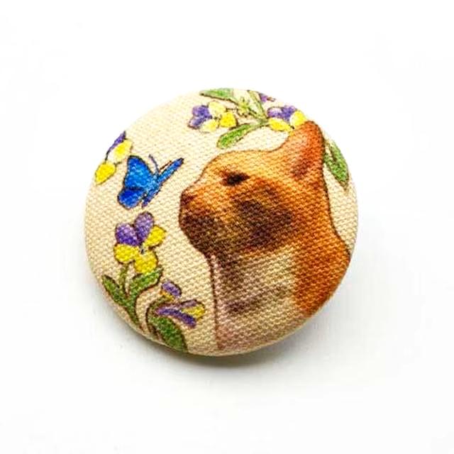Yanaka Red House Button Galleryオリジナル猫のボタン2個セット　猫のルルと蝶々の画像