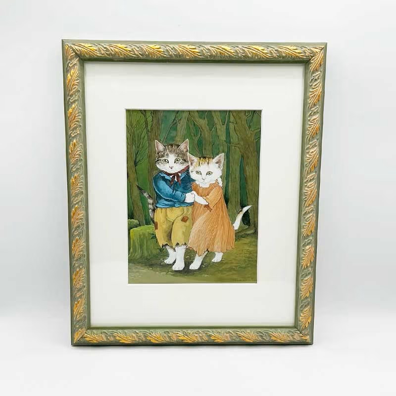 スーザンハーバート Susan Herbert ヘンゼルとグレーテル　サイン入り水彩原画 額装済の画像