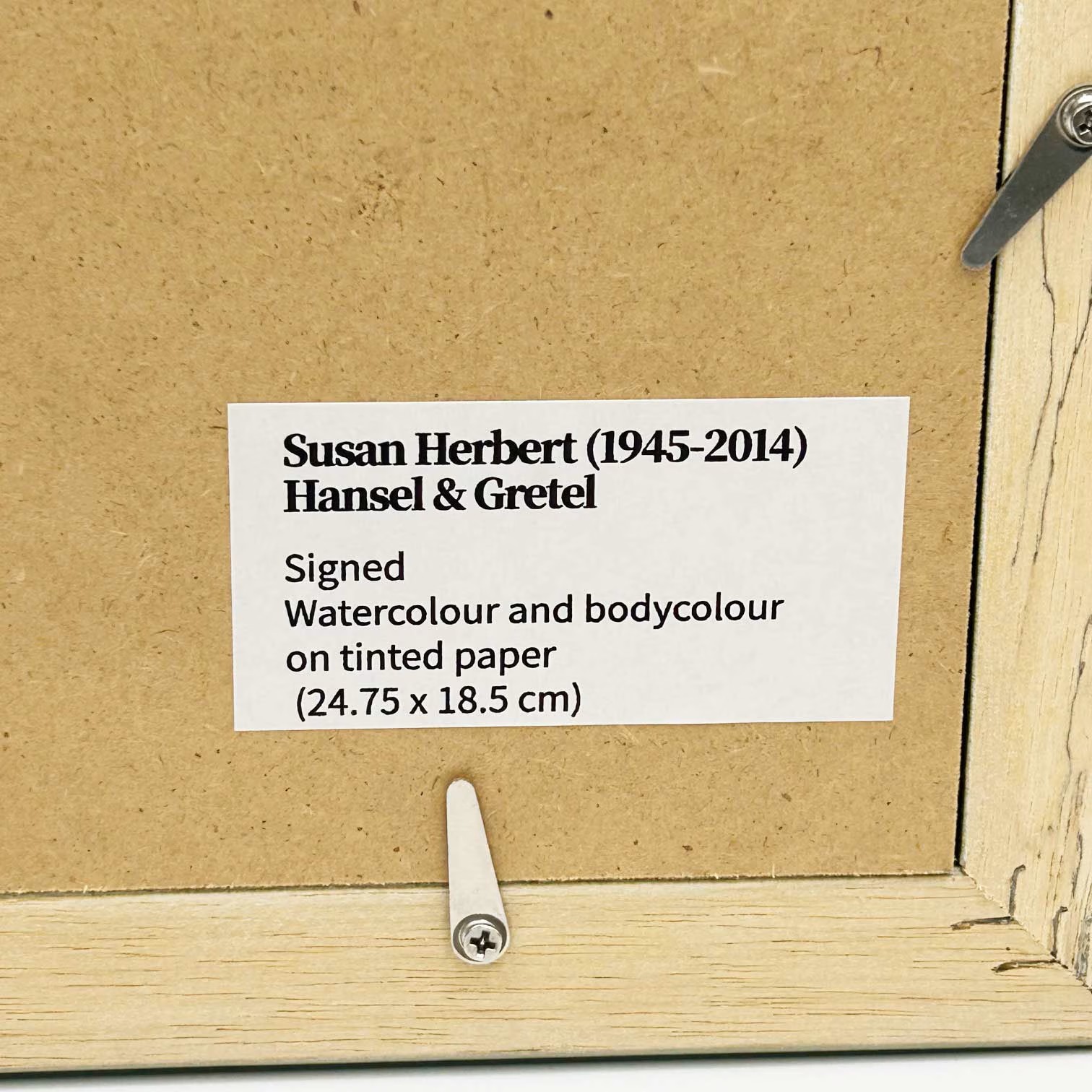 スーザンハーバート Susan Herbert ヘンゼルとグレーテル　サイン入り水彩原画 額装済の画像