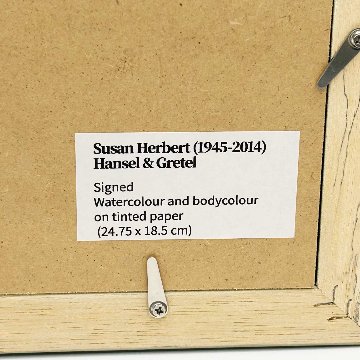 スーザンハーバート Susan Herbert ヘンゼルとグレーテル　サイン入り水彩原画 額装済の画像