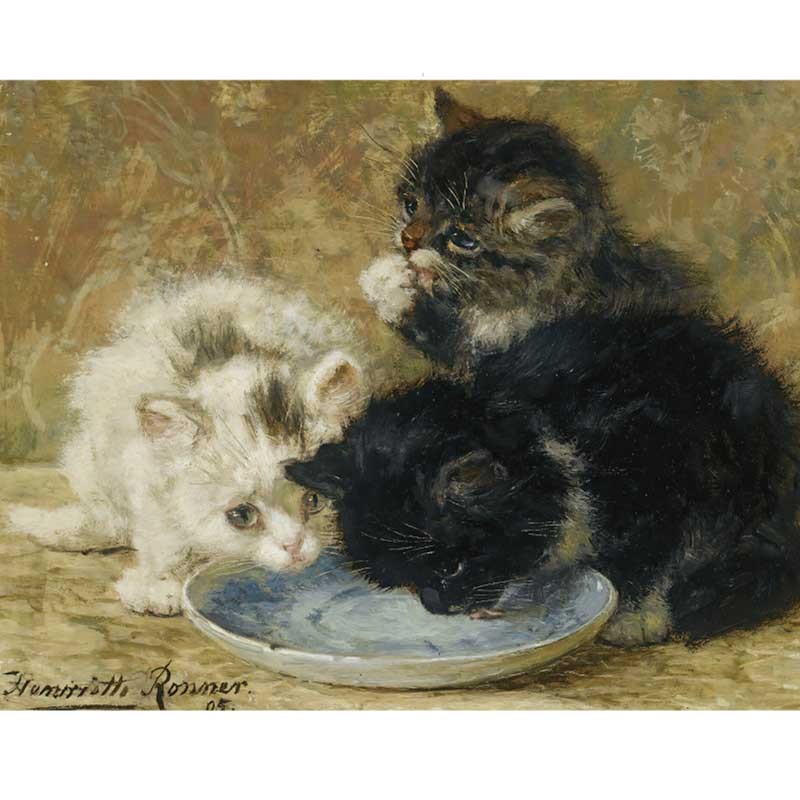 Henriette Ronner-Knip "Three Kittens" アンティーク猫の絵のクリアファイル A4サイズ TIM & SAILORオリジナルの画像