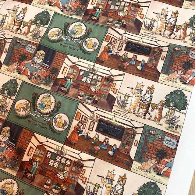 Yanaka Red House Button Galleryオリジナル猫のイラスト生地の画像
