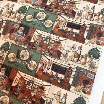 Yanaka Red House Button Galleryオリジナル猫のイラスト生地の画像