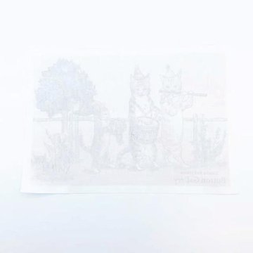 Yanaka Red House Button Galleryオリジナル猫のイラストパネル生地「鼓笛隊」の画像