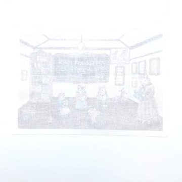 Yanaka Red House Button Galleryオリジナル猫のイラストパネル生地「猫の授業」の画像