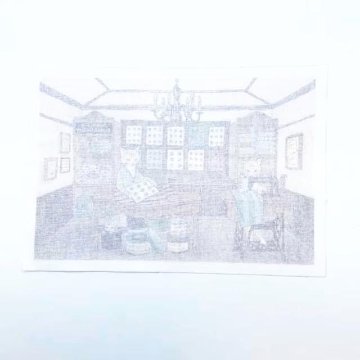 Yanaka Red House Button Galleryオリジナル猫のイラストパネル生地「猫の親子」の画像