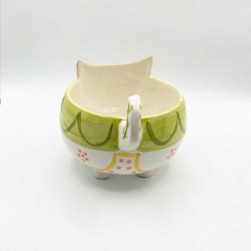 ヴィンテージ カラフル猫の植木鉢　フラワーポット　小物入れ　イタリア De Simone?の画像