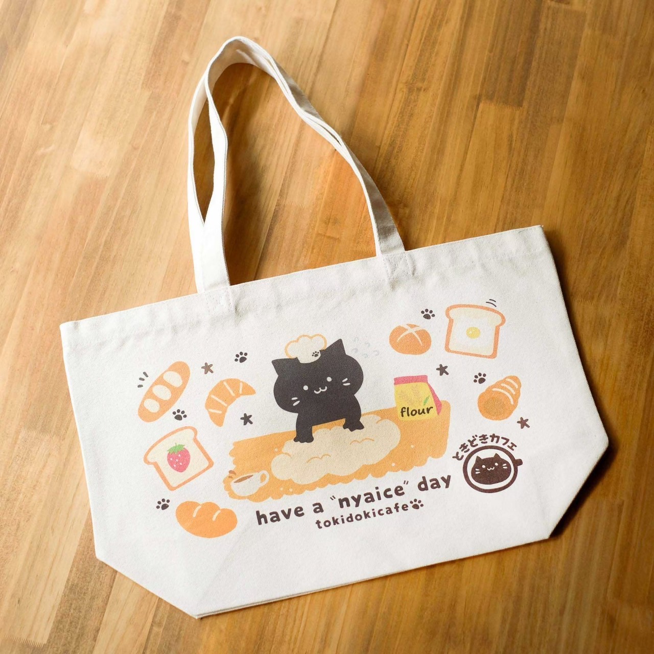 猫のパン屋さんトートバッグの画像