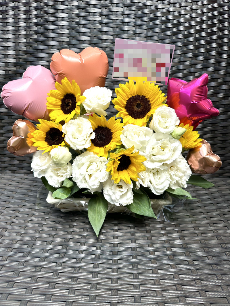 お任せ　お花と風船のアレンジ（fba202）８０００円画像