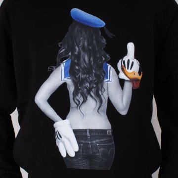 NOCOMMENTPARIS ノーコメントパリ フランス ブラック パーカー プルオーバー プリント ドナルド 【国内正規品】の画像