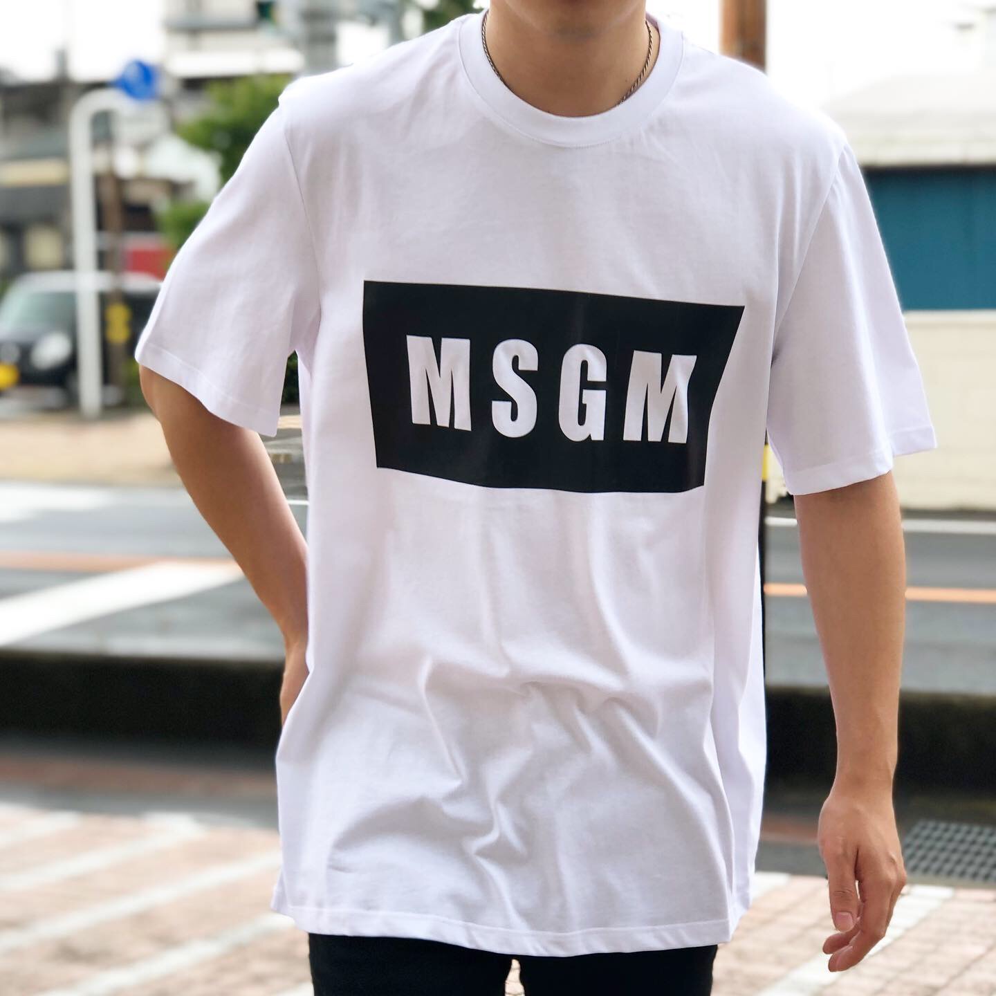MSGM エムエスジーエム 半袖Tシャツ メンズ ボックスロゴ ホワイト 2640MM67 画像