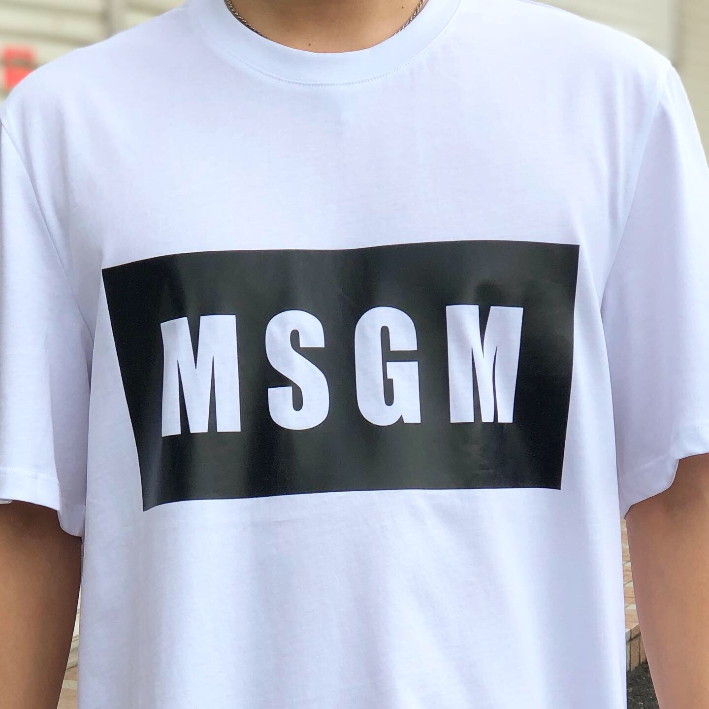 MSGM エムエスジーエム 半袖Tシャツ メンズ ボックスロゴ ホワイト 2640MM67 画像