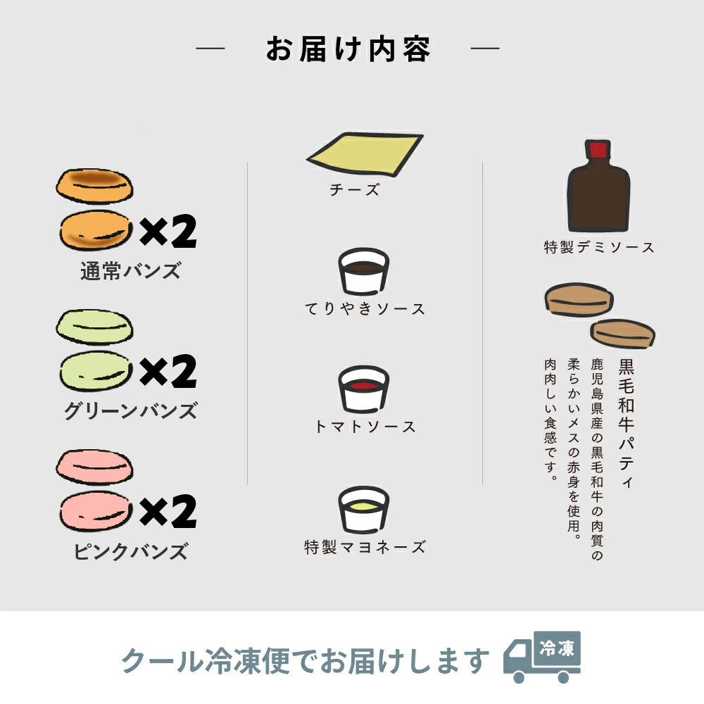 【にくと、パン。】鹿児島黒毛和牛ミニハンバーガーキット6個　クリスマスver【送料別】の画像