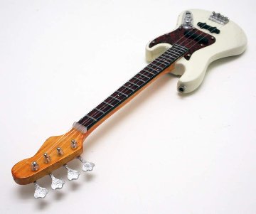 Musical Story 1/6 15cm ミニチュア ギター 楽器 ジャズ ベース クリーム ホワイト画像