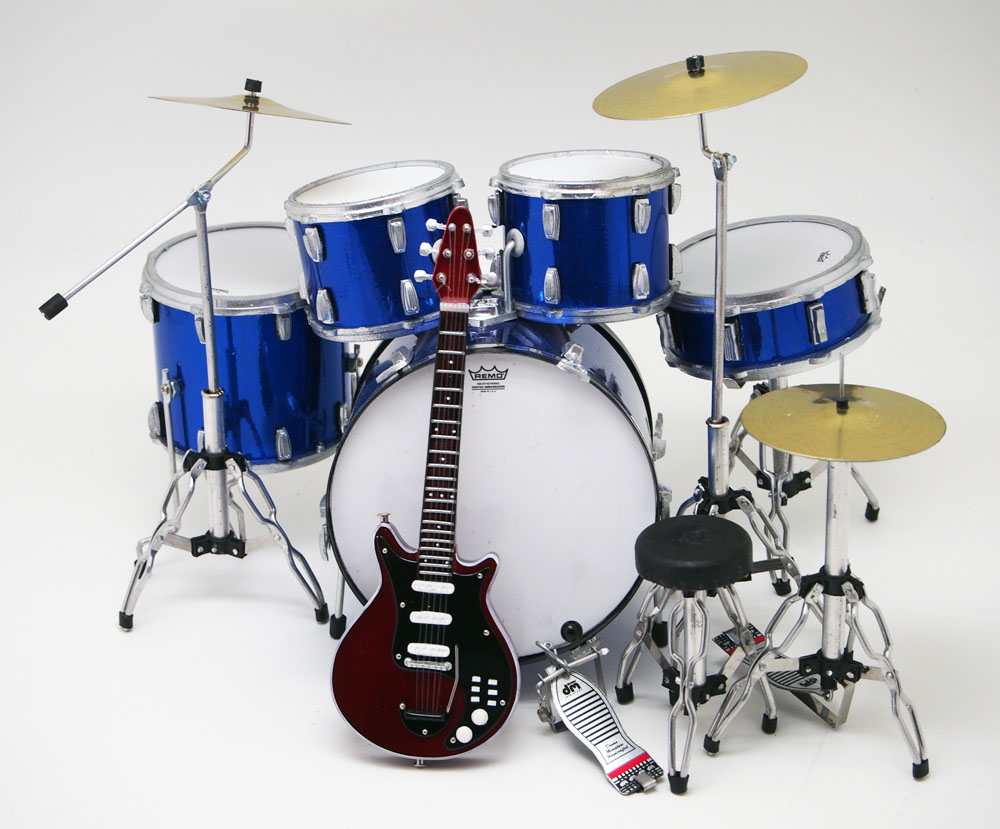 Musical Story 1/6 ミニチュア ドラム フィギュア 楽器 模型 パールブルー画像