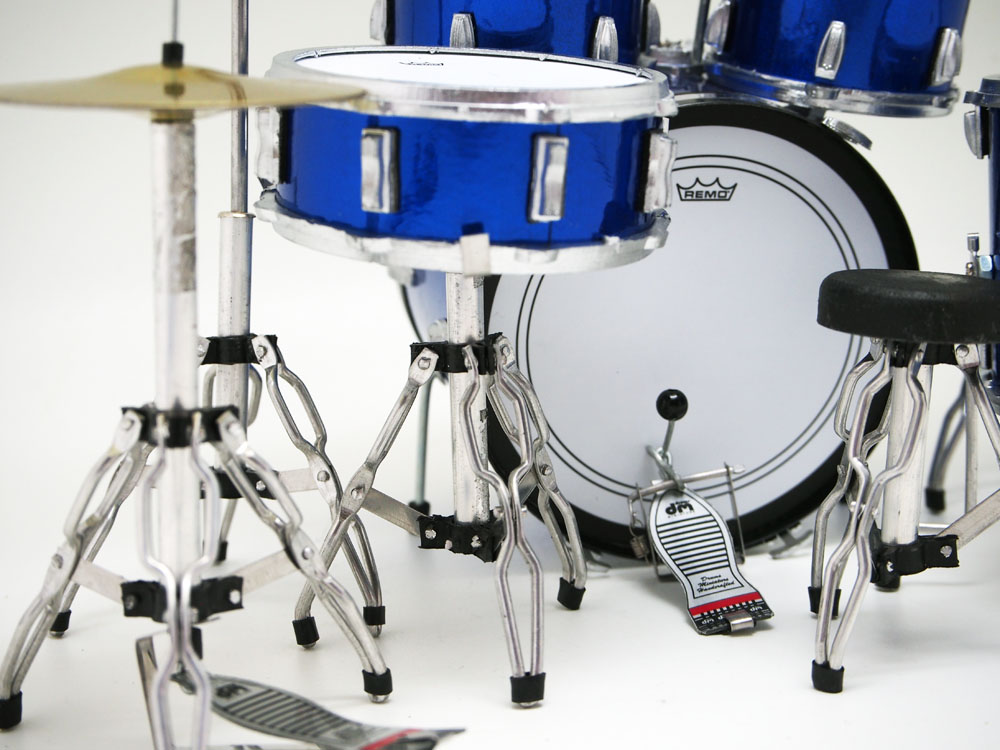 Musical Story 1/6 ミニチュア ドラム フィギュア 楽器 模型 パールブルー画像