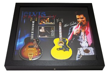 エルヴィス プレスリー ELVIS PRESLEY ミニチュア楽器 ギター 卓上 壁掛け 額装 額縁 セット画像