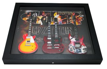 レッドツェッペリン LED ZEPPELIN ミニチュア楽器 ギター 卓上 壁掛け 額装 額縁 セット画像