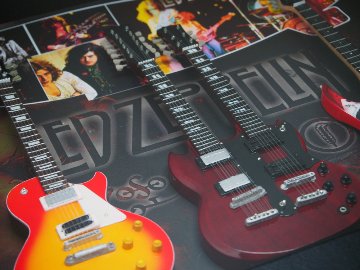 レッドツェッペリン LED ZEPPELIN ミニチュア楽器 ギター 卓上 壁掛け 額装 額縁 セット画像