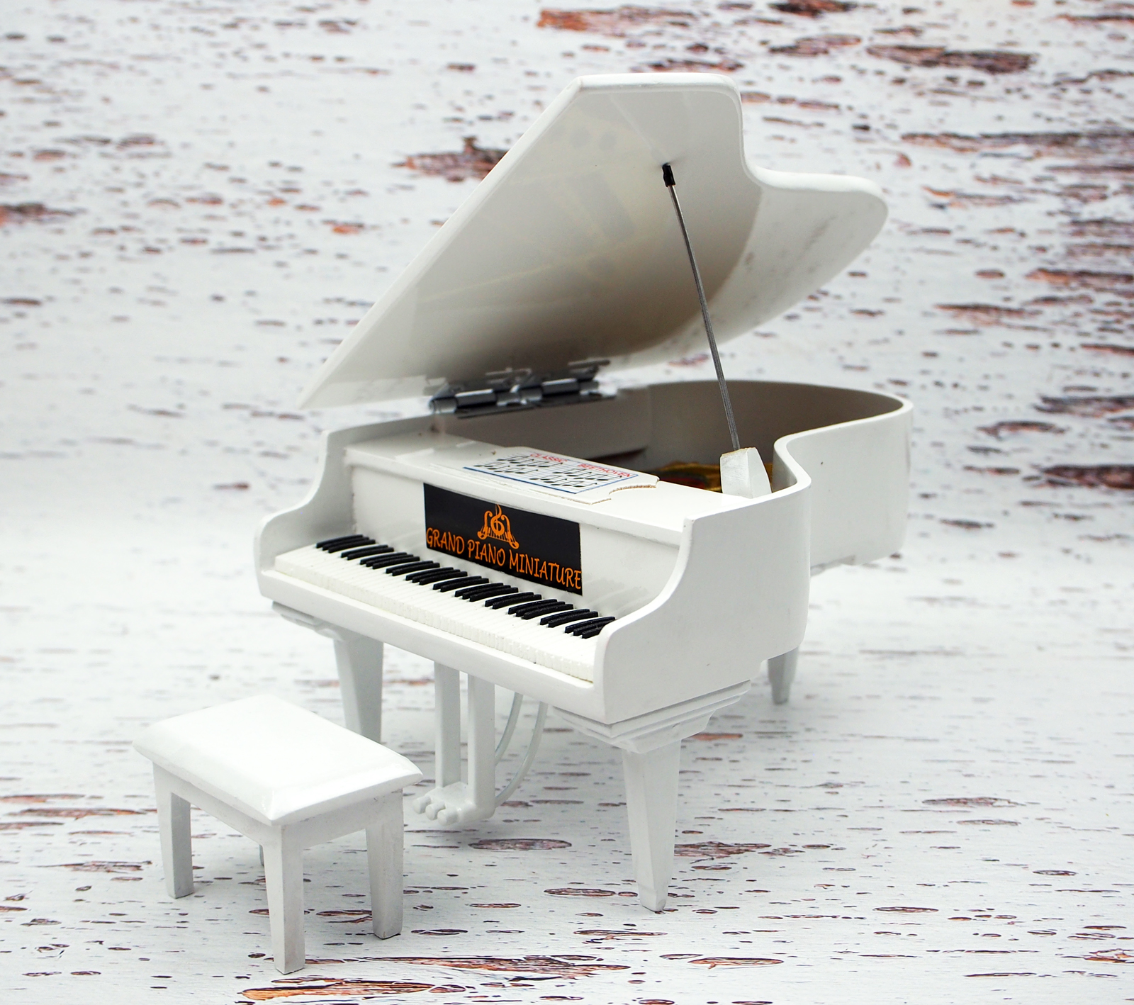 Musical Story ミニチュア 楽器 グランドピアノ ホワイト画像