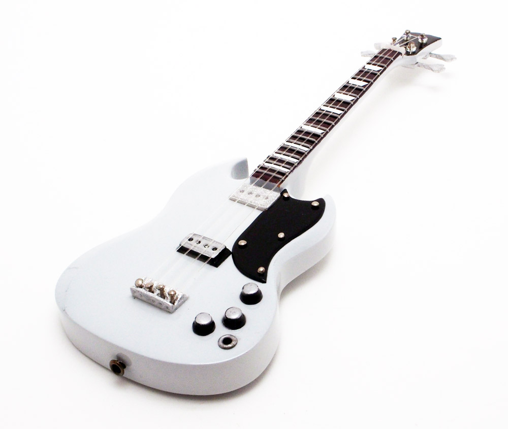 Musical Story 1/6 15cm ミニチュア ギター 楽器 SG シェイプ ベース ホワイト画像