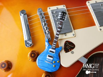Musical Story Artist motif 1/6 15cm ミニチュア ギター 楽器 Double Cutaway Aqua Blue画像