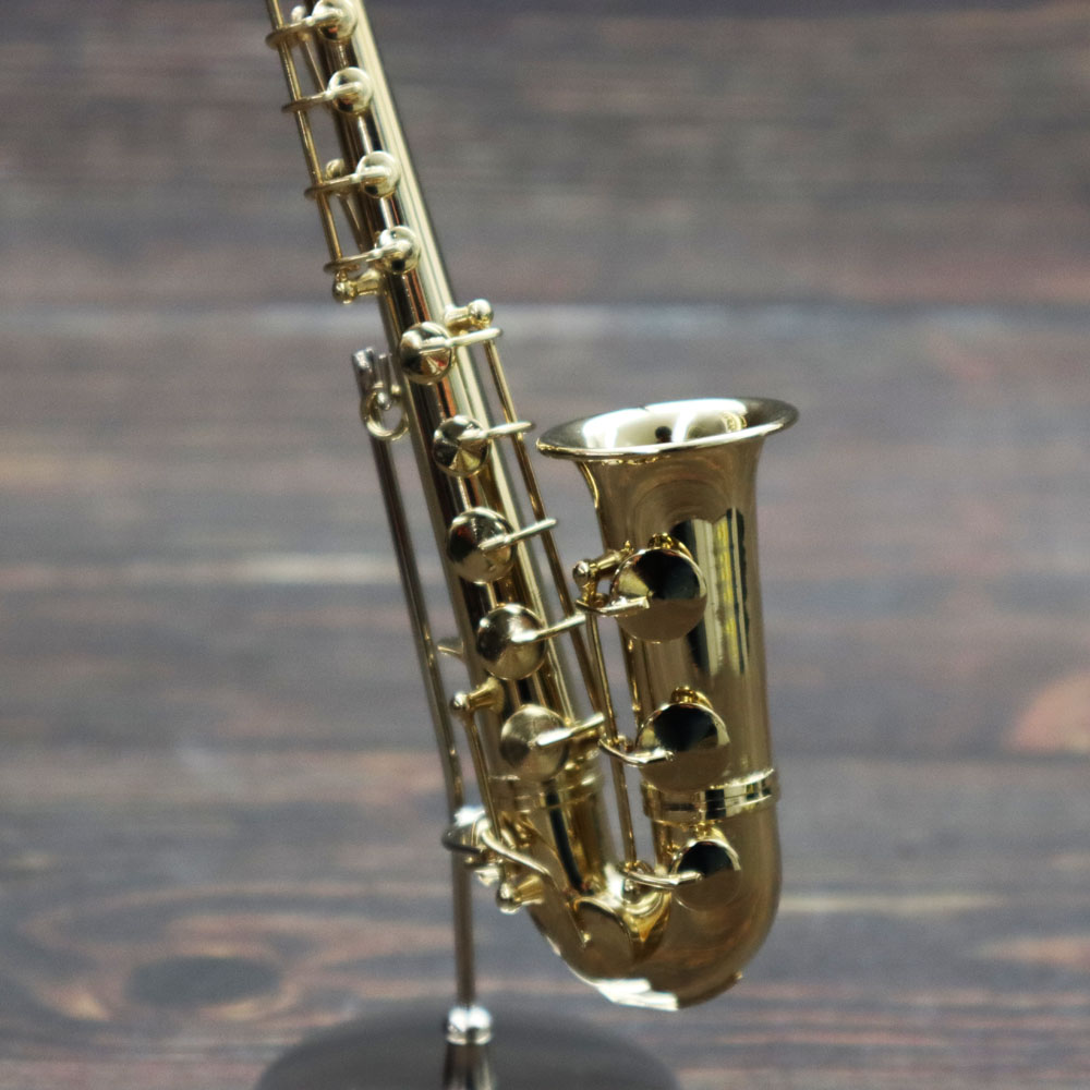 ミニチュア楽器 1/6スケール アルト サックス ゴールド 専用ケース＆スタンド付き ｜World Music Gear