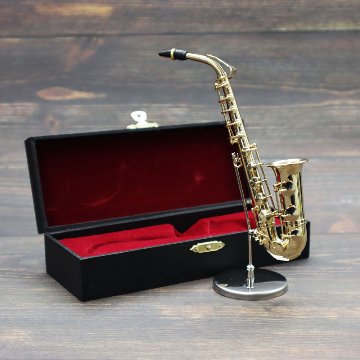 ミニチュア楽器 1/6スケール アルト サックス ゴールド 専用ケース