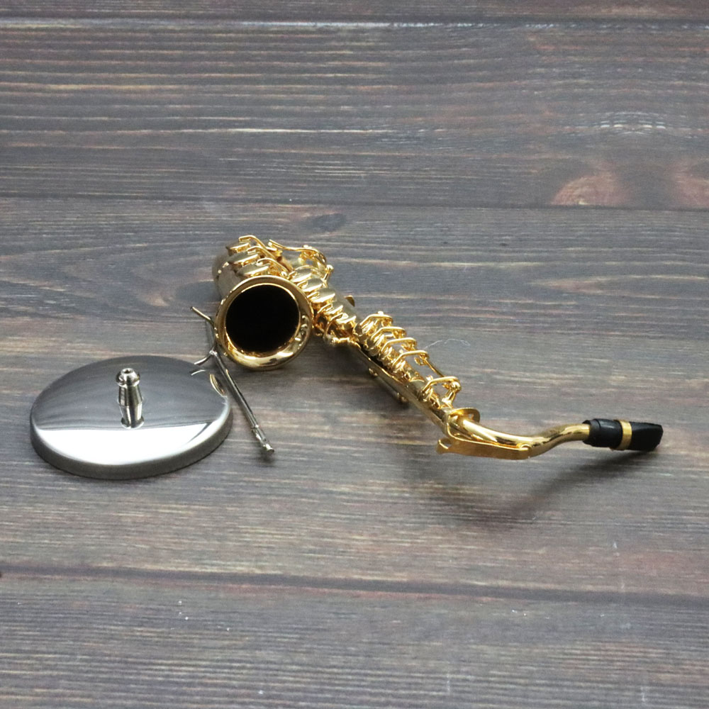 ミニチュア楽器 1/6スケール テナー サックス ゴールド 専用ケース＆スタンド付き の画像