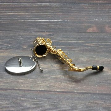 ミニチュア楽器 1/6スケール テナー サックス ゴールド 専用ケース＆スタンド付き の画像