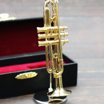 ミニチュア楽器 1/6スケール トランペット ゴールド 専用ケース