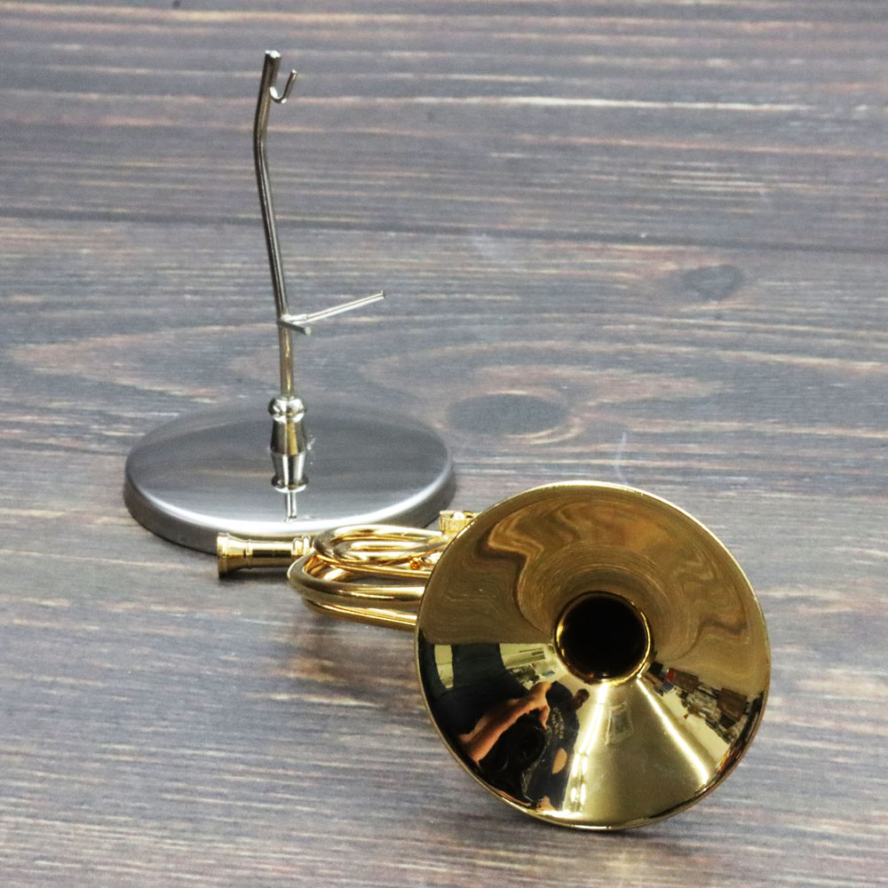 ミニチュア楽器 1/6スケール フレンチ ホルン 専用ケース＆スタンド付き の画像