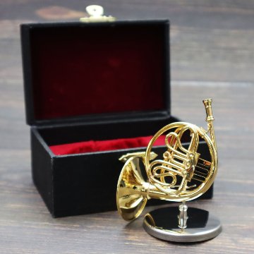 ミニチュア楽器 1/6スケール フレンチ ホルン 専用ケース＆スタンド付き の画像