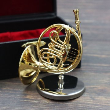 ミニチュア楽器 1/6スケール フレンチ ホルン 専用ケース＆スタンド付き の画像