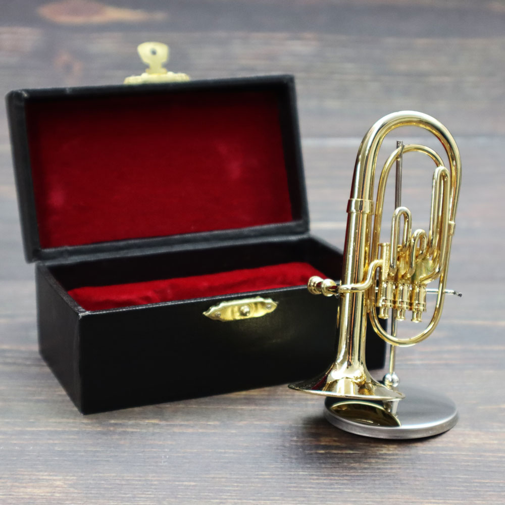 ミニチュア楽器 1/6スケール バリトン ゴールド 専用ケース＆スタンド付き の画像